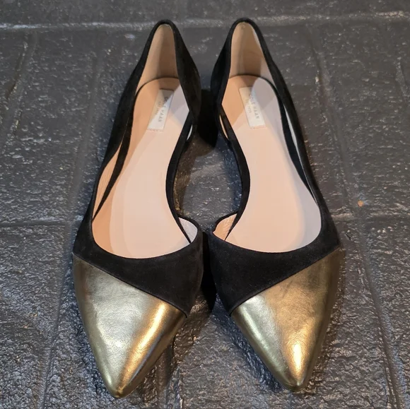 Cole Haan Grand.OS Gold Cap Toe D'Orsay Flats, Size 9 - Picture 4 of 9